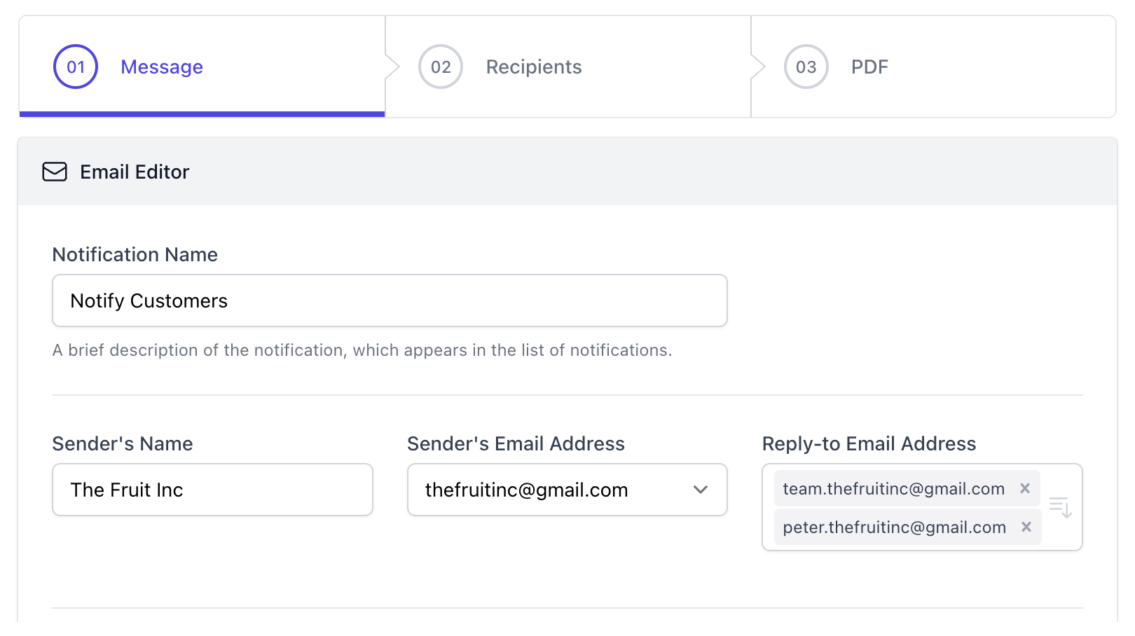 Email Editor - Reply-to Email Address field with multiple addresses