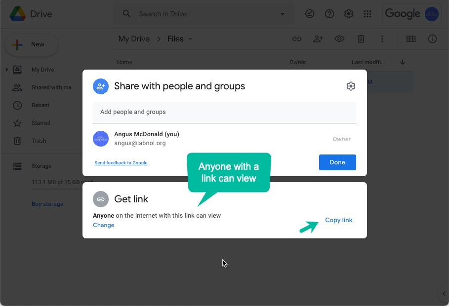 Upload and Share File in Google Drive