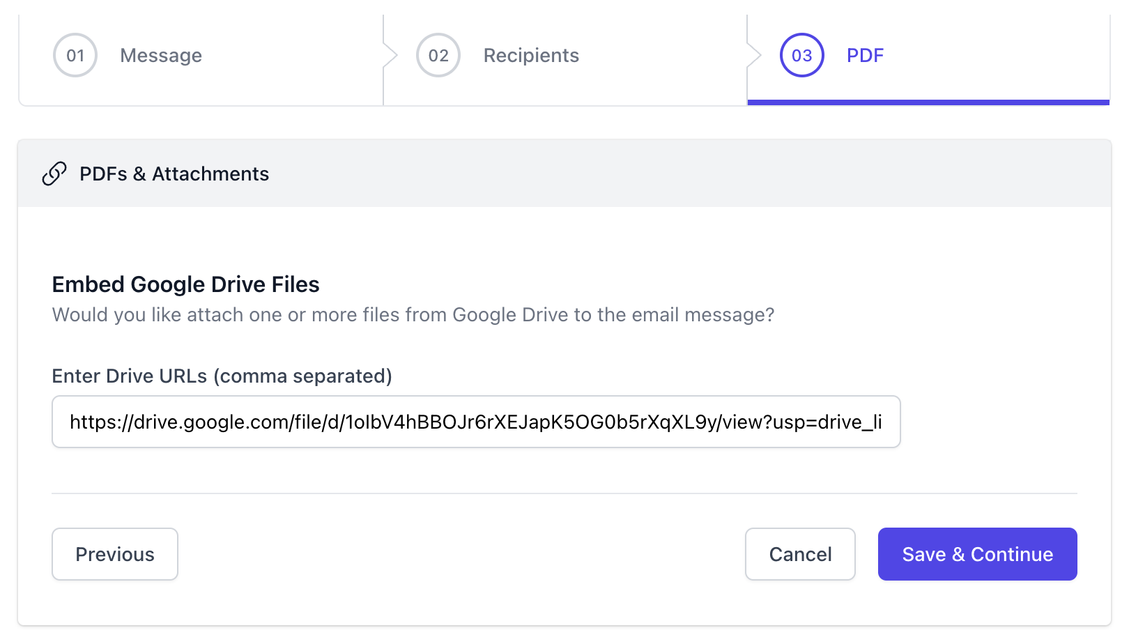 Embed Google Drive Files Settings